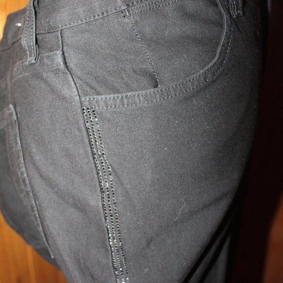 NYDJ Black Tuxedo Sequined Stripe Plus Size Dressy Flaired  Jeans Size 14 - Picture 6 of 10